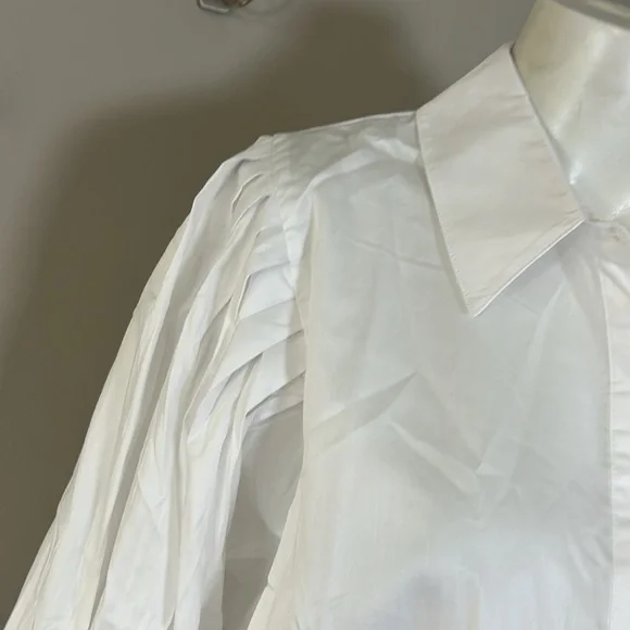 HARSHMAN Lois Popover Shirt Balloon Sleeve Button Down Crisp White 1X NEW - Picture 5 of 15